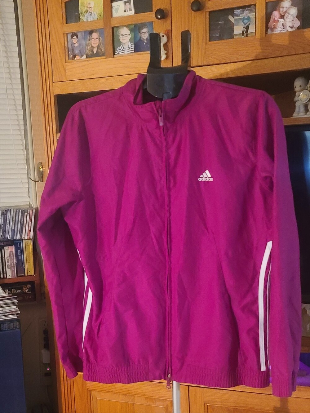 adidas Women's Bright Magenta Full-Zip Windbreaker Jacket